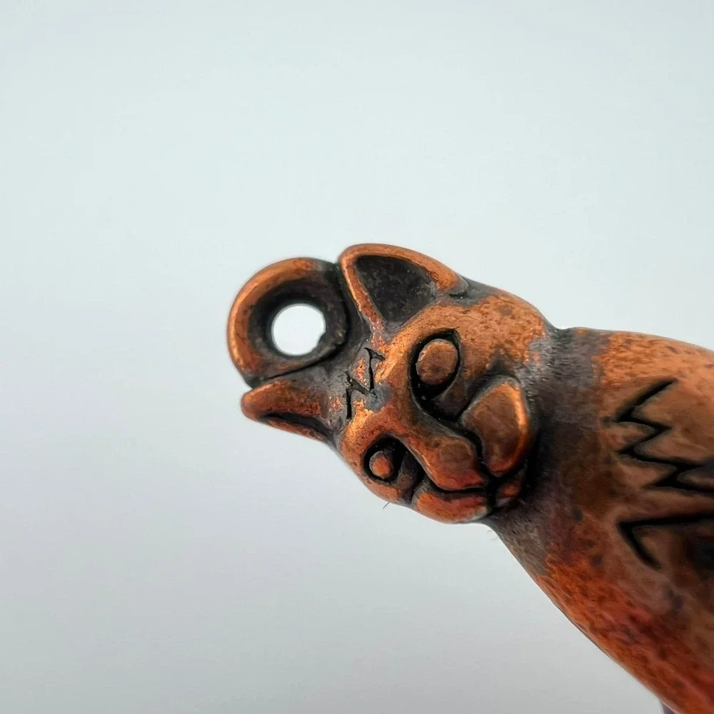 Copper Tone Cat Pendant Sitting Cat‎ Charm Jewelry Making